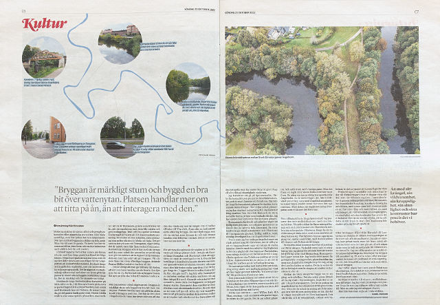 Artikel i Helsingborgs Dagblad om hur Rönneå formar Ängelholm, andra uppslaget.