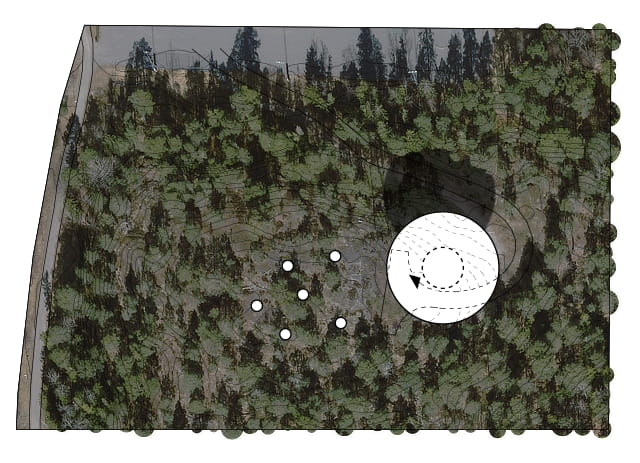 Situationsplan av Hemmesta vattentorn på Värmdö.